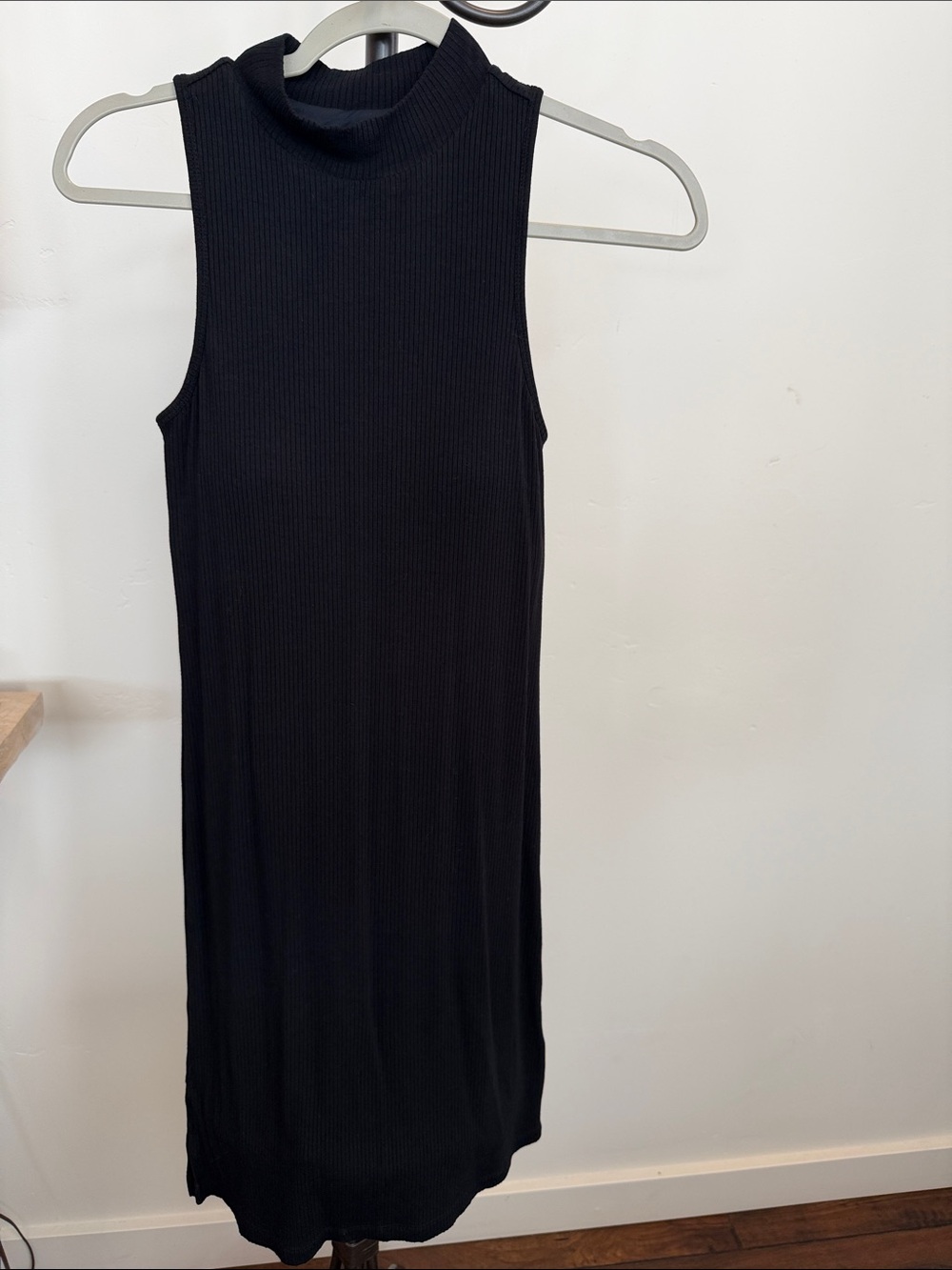 Mock neck ribbed dress